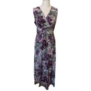 Womens ​Kim & Co Knit Sundress Sleeveless Maxi Dress Abstract Patterned V Neck M